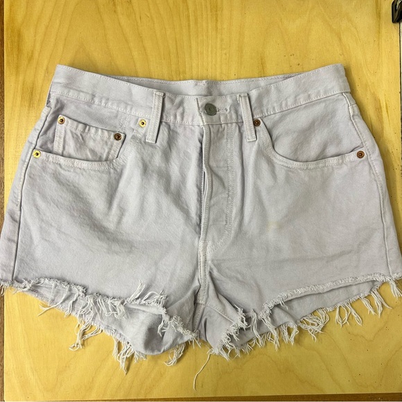LEVIS 501 Pants - Levi's 501 Distressed Cut Off Denim High Rise Shorts Size 30 Lilac Pale Purple